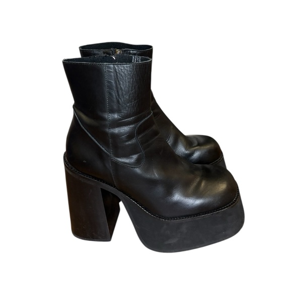 Vintage Y2K Steve Madden Black Leather Chunky Platform Boots EU 38/US 7.5 - Picture 2 of 9
